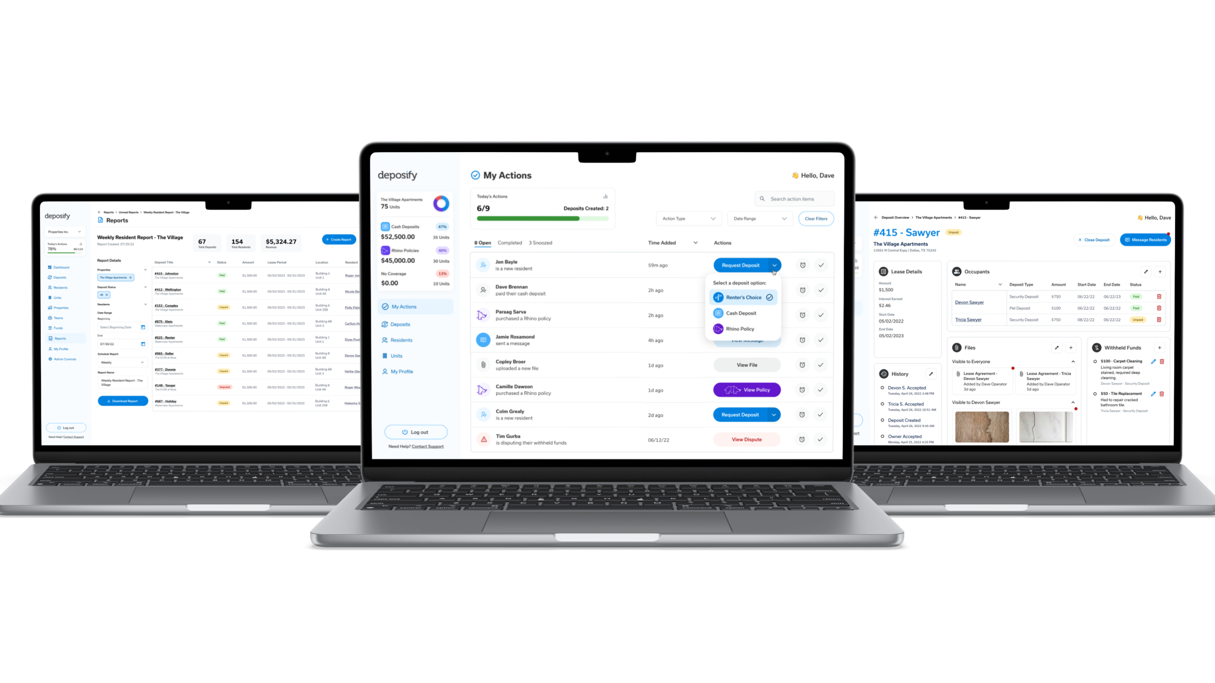 Redesigned Deposify interface with streamlined deposit workflow