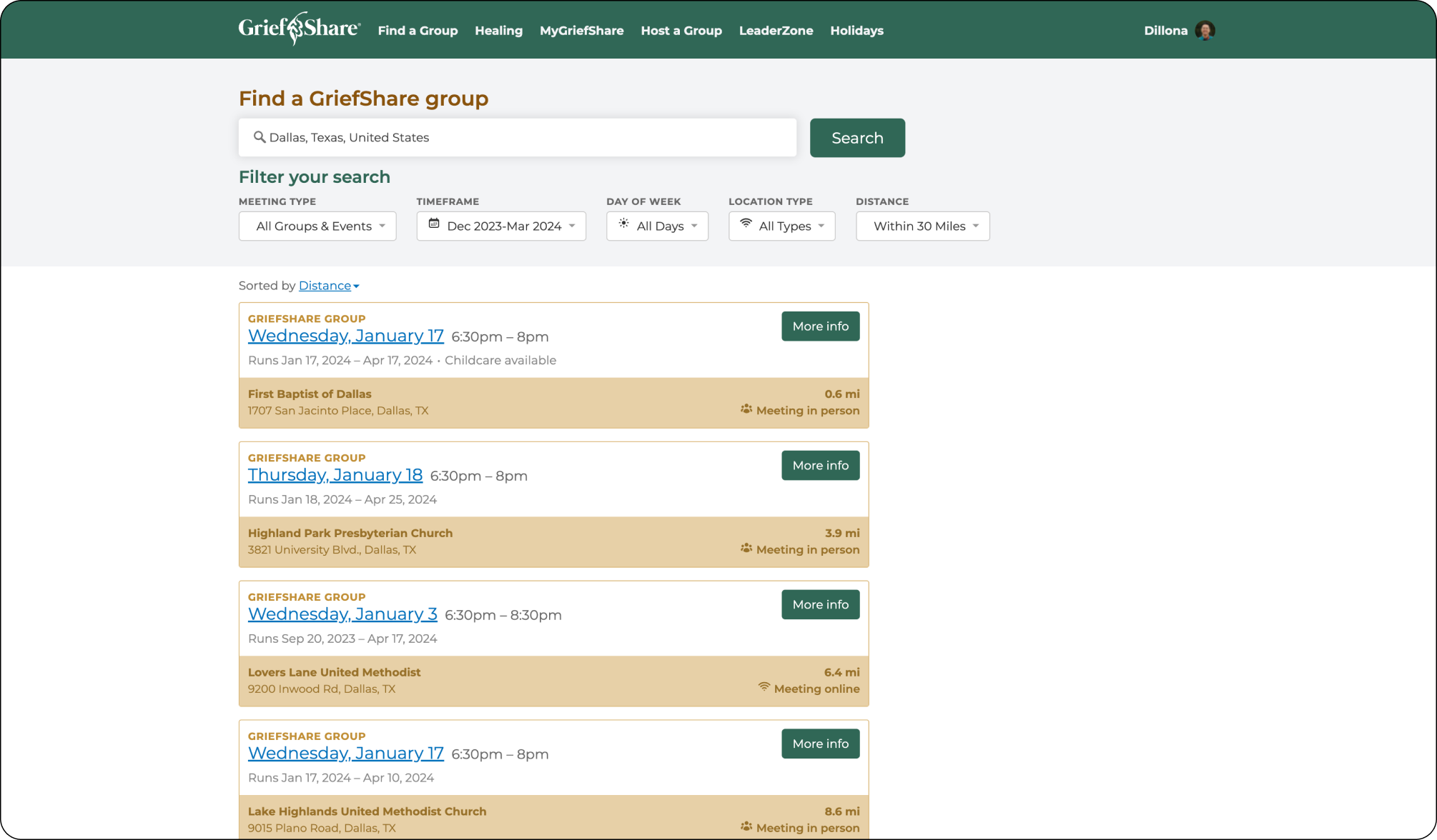 Original GriefShare participant portal design